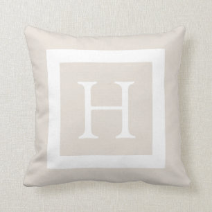 Coussin Monogramme personnalisé beige