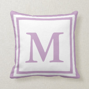 Coussin Monogramme personnalisé blanc et Lilac