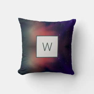 Coussin Monogramme personnalisé Ciel nocturne élégant