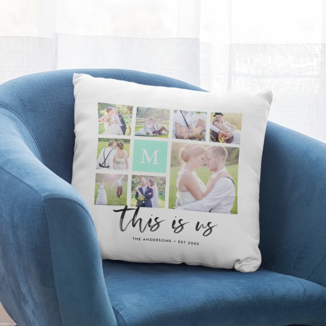 Coussin Monogramme personnalisé Collage photo This is Us (Créateur téléchargé)