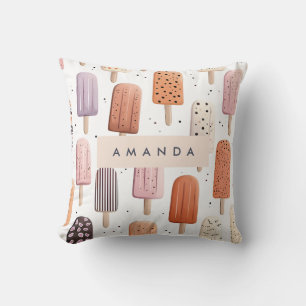 Coussin Monogramme Personnalisé Cute Popsicle Motif