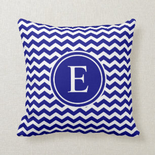 Coussin Monogramme personnalisé de Chevron de bleu marine