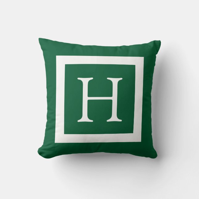 Coussin Monogramme personnalisé de Hunter Green (Recto)
