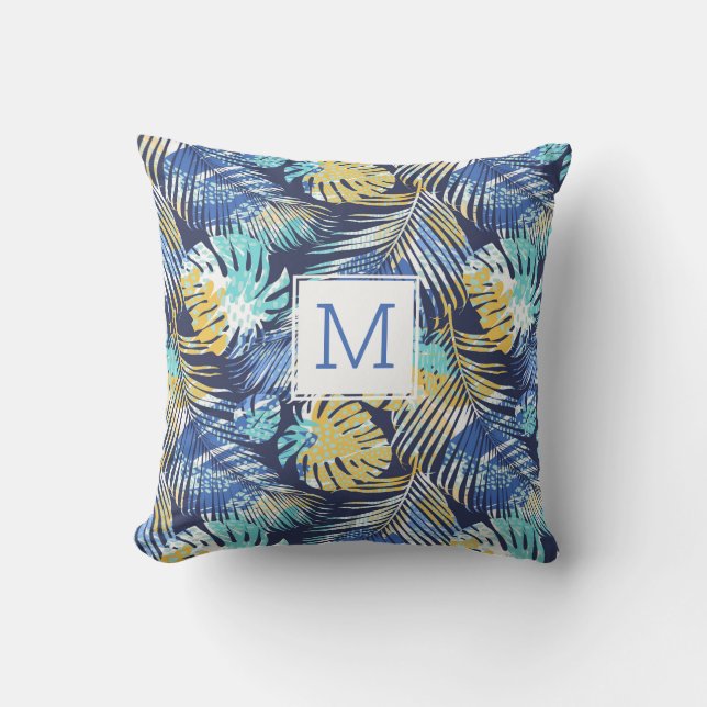 Coussin Monogramme personnalisé des Feuilles de palmiers t (Recto)