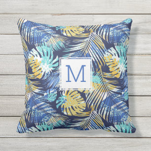 Coussin Monogramme personnalisé des Feuilles de palmiers t