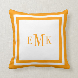 Coussin Monogramme personnalisé des points de ruban orange