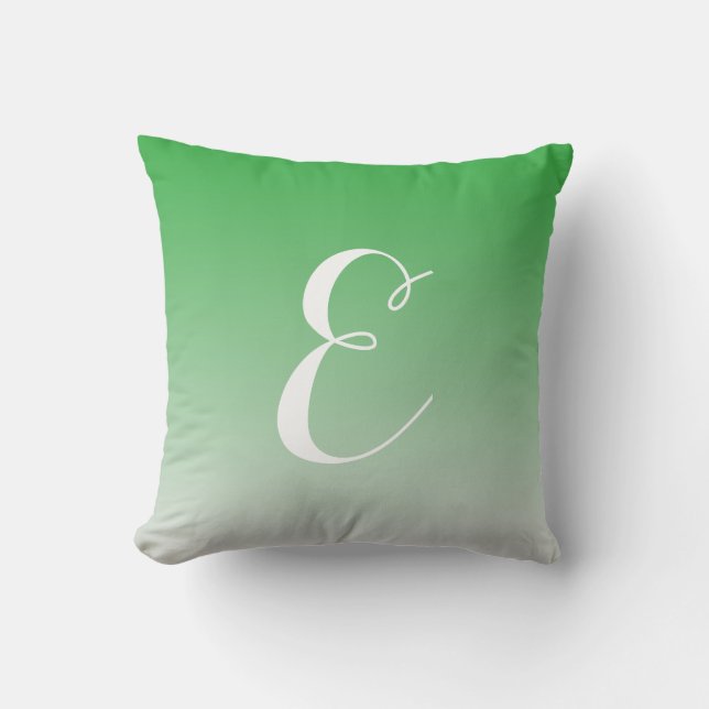 Coussin Monogramme personnalisé Fille moderne Ombre vert (Recto)