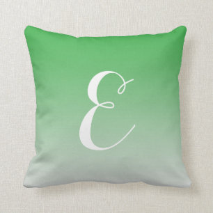 Coussin Monogramme personnalisé Fille moderne Ombre vert