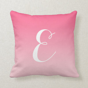 Coussin Monogramme personnalisé Fille moderne rose Ombre