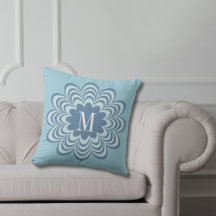 Monogramme personnalisé Fleur bleue Abstraite init