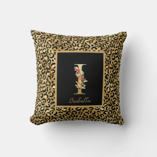 Coussin Monogramme personnalisé I Léopard Moderne