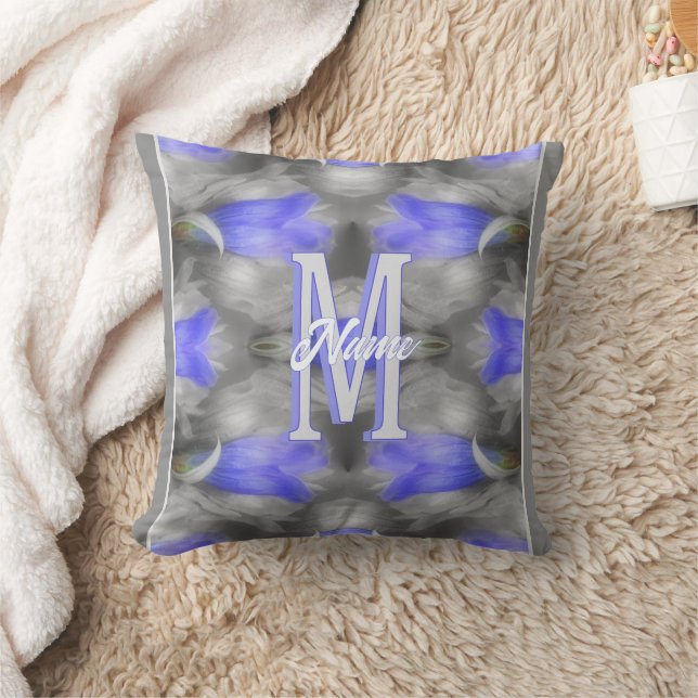 Coussin Monogramme personnalisé initial nom floral Art (Couverture)