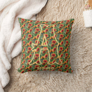 Coussin Monogramme personnalisé initial prénom fleurs de m
