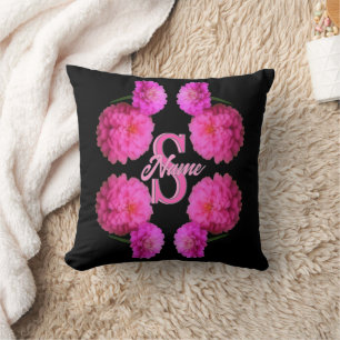Coussin Monogramme personnalisé initial prénom Zinnia Art 