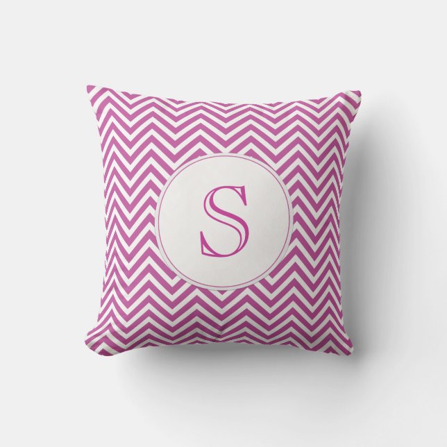 Coussin Monogramme personnalisé Initiale moderne violet Ch (Recto)