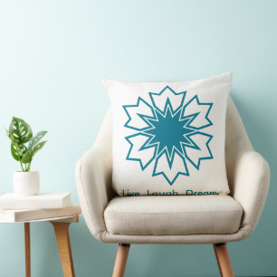 Coussin Monogramme personnalisé Mandala étoile géométrique