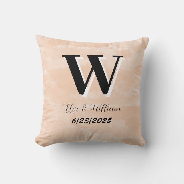 Coussin Monogramme personnalisé mariage de boho (Recto)