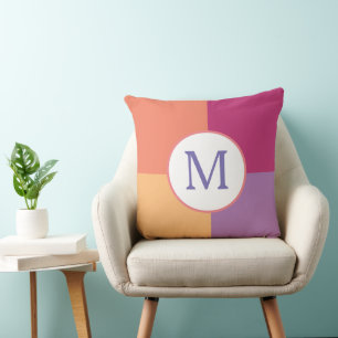 Coussin Monogramme personnalisé moderne coloré initial