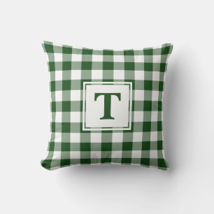 Coussin Monogramme personnalisé Motif blanc blanc vert