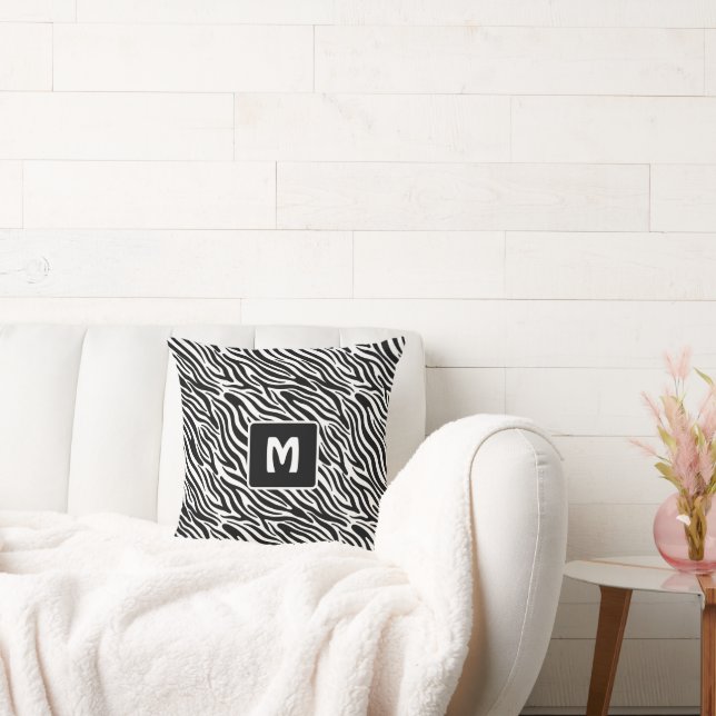 Coussin Monogramme personnalisé motif zèbre (Canapé)