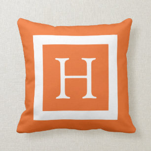 Coussin Monogramme personnalisé orange blanc