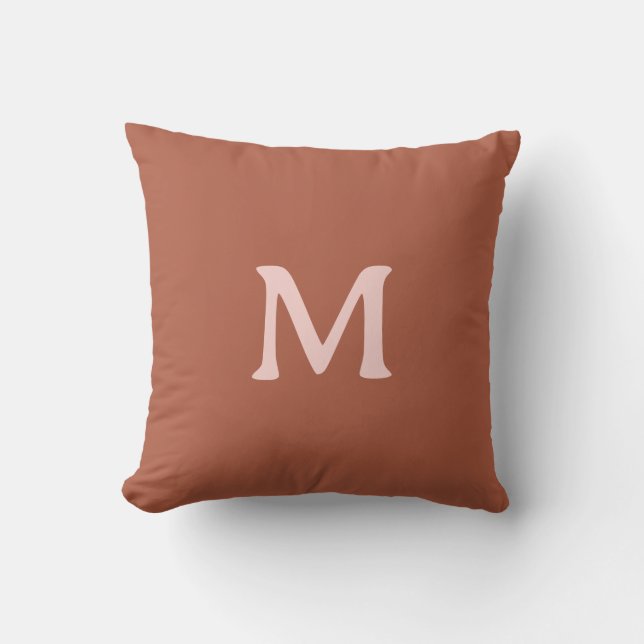 Coussin Monogramme personnalisé orange brûlé (Recto)