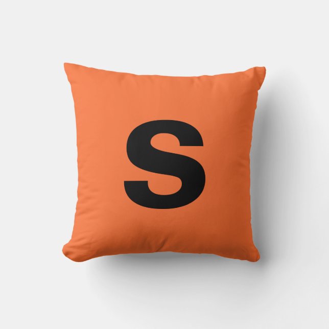 Coussin Monogramme personnalisé - Orange brûlée initiale (Recto)