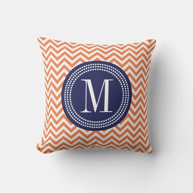 Coussin Monogramme personnalisé par zigzag orange de (Recto)