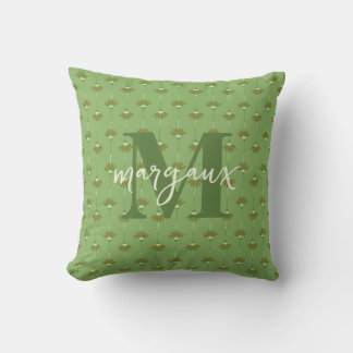 Coussin Monogramme personnalisé réversible Boho vert