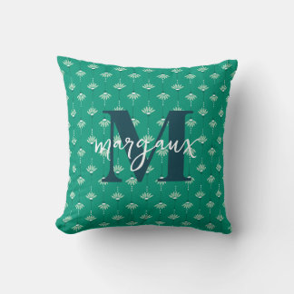 Coussin Monogramme personnalisé réversible Boho vert