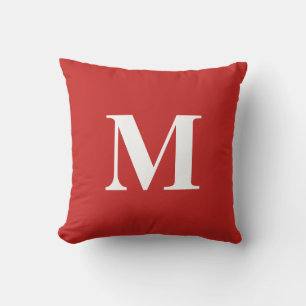 Coussin Monogramme personnalisé rouge et blanc couleur mod