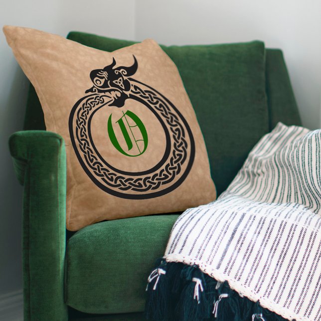 Coussin Monogramme personnalisé Style Celtique Ouroboros (Créateur téléchargé)