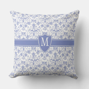 Coussin Monogramme personnalisé sur Motif périphérique ble