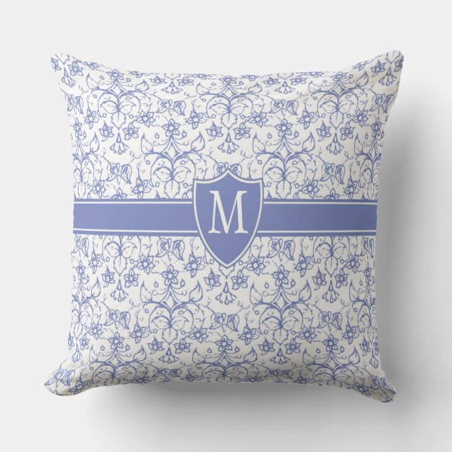 Coussin Monogramme personnalisé sur Motif périphérique ble (Recto)