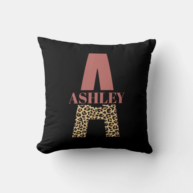 Coussin Monogramme personnalisé Un Empreinte de léopard ro (Recto)