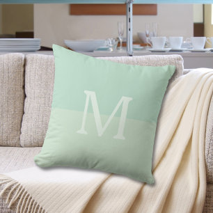 Coussin Monogramme personnalisé vert Seafoam