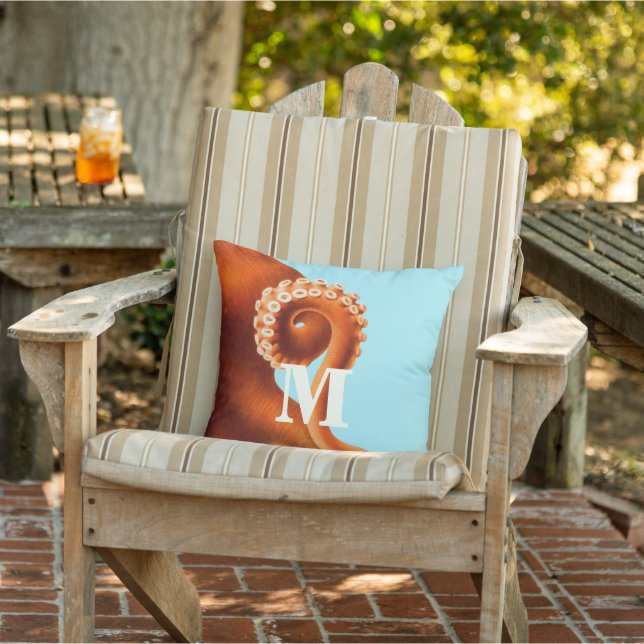 Coussin Monogramme personnalisé Vintage Octopus illustrati (Chaise)