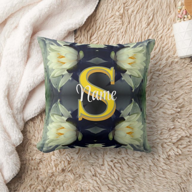Coussin Monogramme personnalisé Votre initiale Nom Fleur d (Couverture)