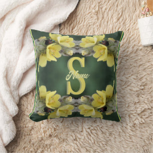 Coussin Monogramme personnalisé Votre initiale Nom Mullein