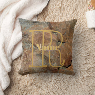 Coussin Monogramme personnalisé Votre nom initial sur roch