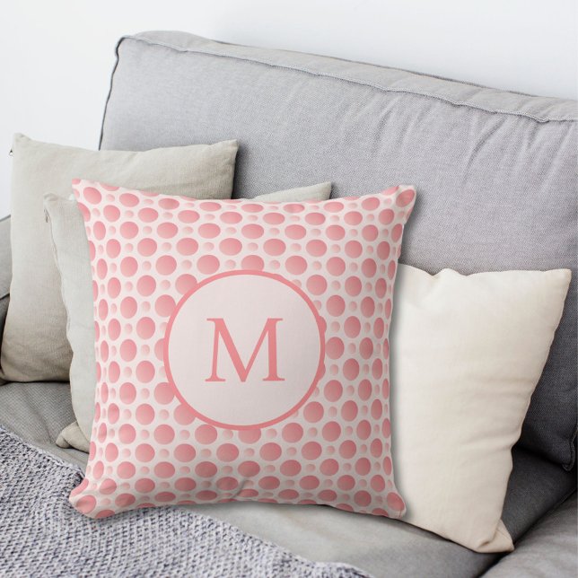 Coussin Monogramme Pois rose pâle (Créateur téléchargé)