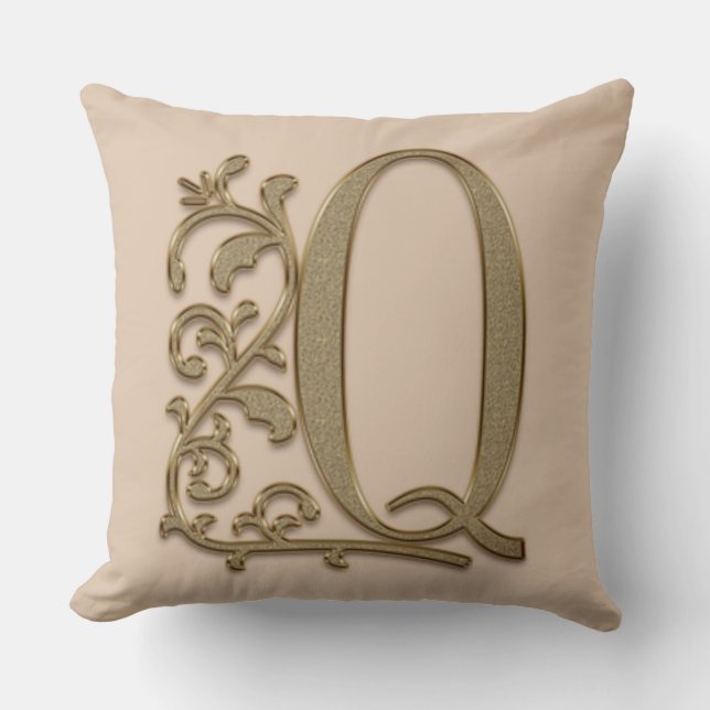 Coussin Monogramme Q Crème Mocha, Famille, Mariage Anniver (Recto)