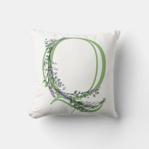 Coussin Monogramme Q Lavande Eucalyptus