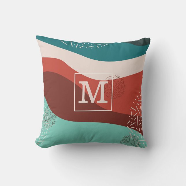 Coussin Monogramme rétro Pilote à lancer personnalisé (Recto)