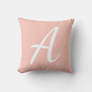 Coussin Monogramme rose corail