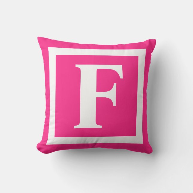 Coussin Monogramme rose et blanc moderne initial (Recto)