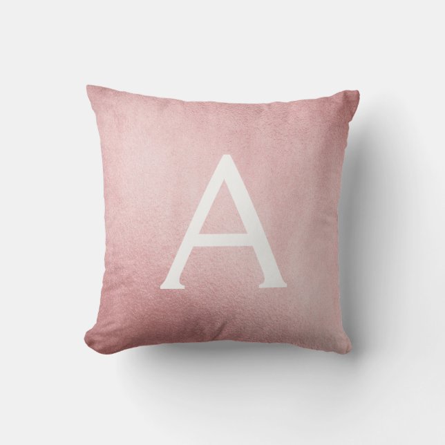 Coussin Monogramme rose or rose Nom et initiale (Recto)
