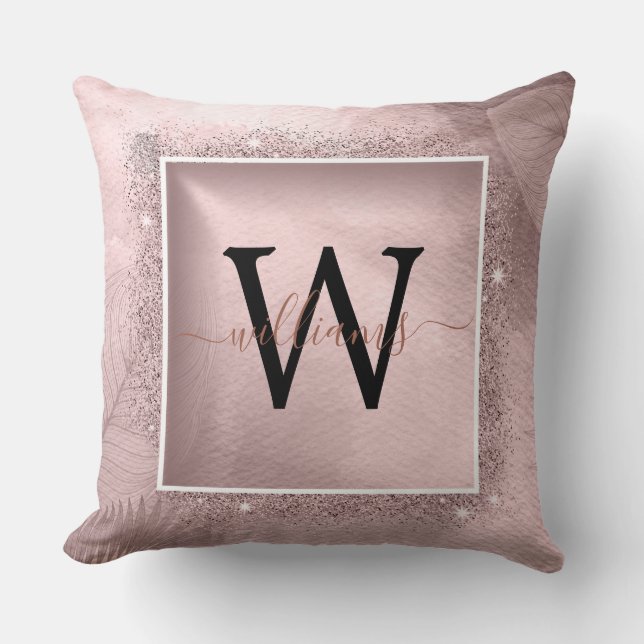 Coussin Monogramme rose Parties scintillant or (Recto)