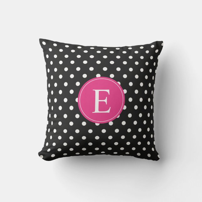 Coussin Monogramme rose point noir (Recto)