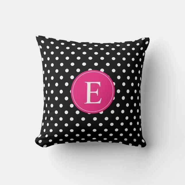 Coussin Monogramme rose point noir (Recto)